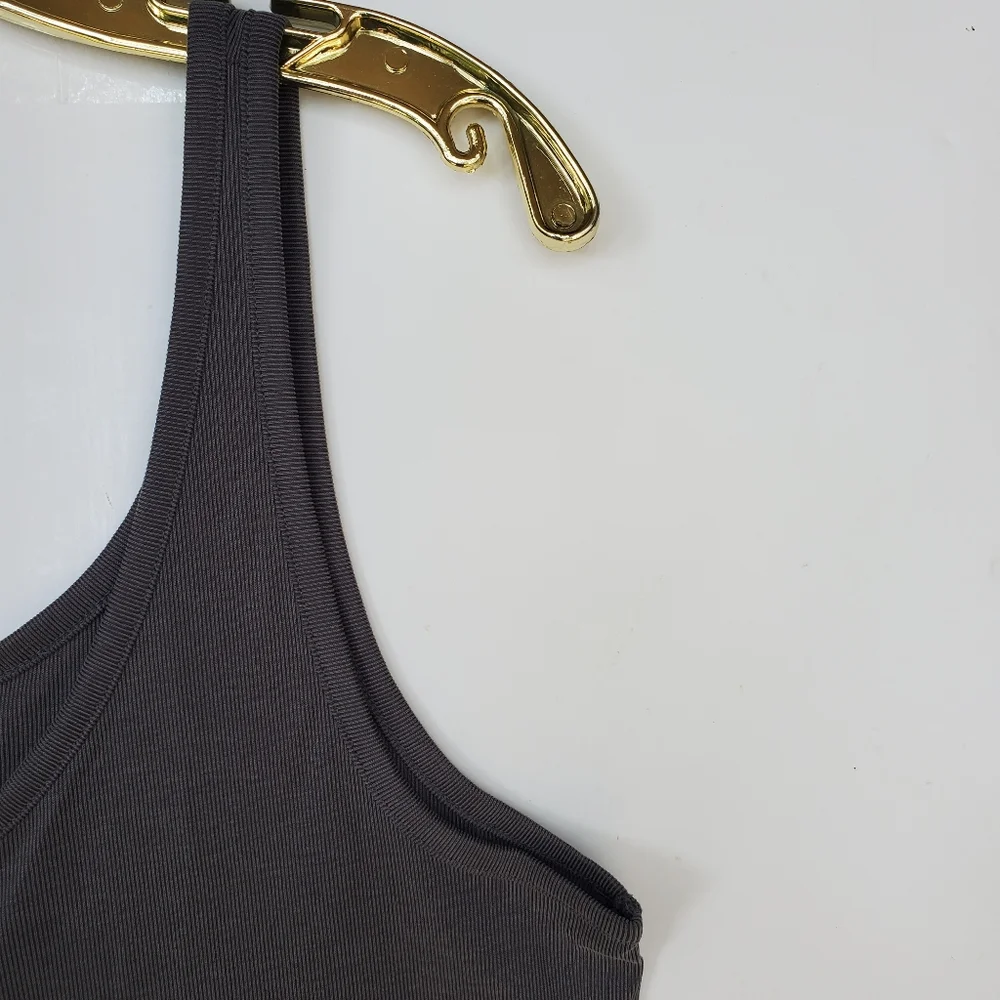 LUCKY Babydoll Tank Top Grey Ribbed  Medium NWOT - Picture 4 of 11